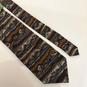 J Garcia Collection Fourteen Duck Worm Alarm Silk Tie Mens Brown Art in Neckwear